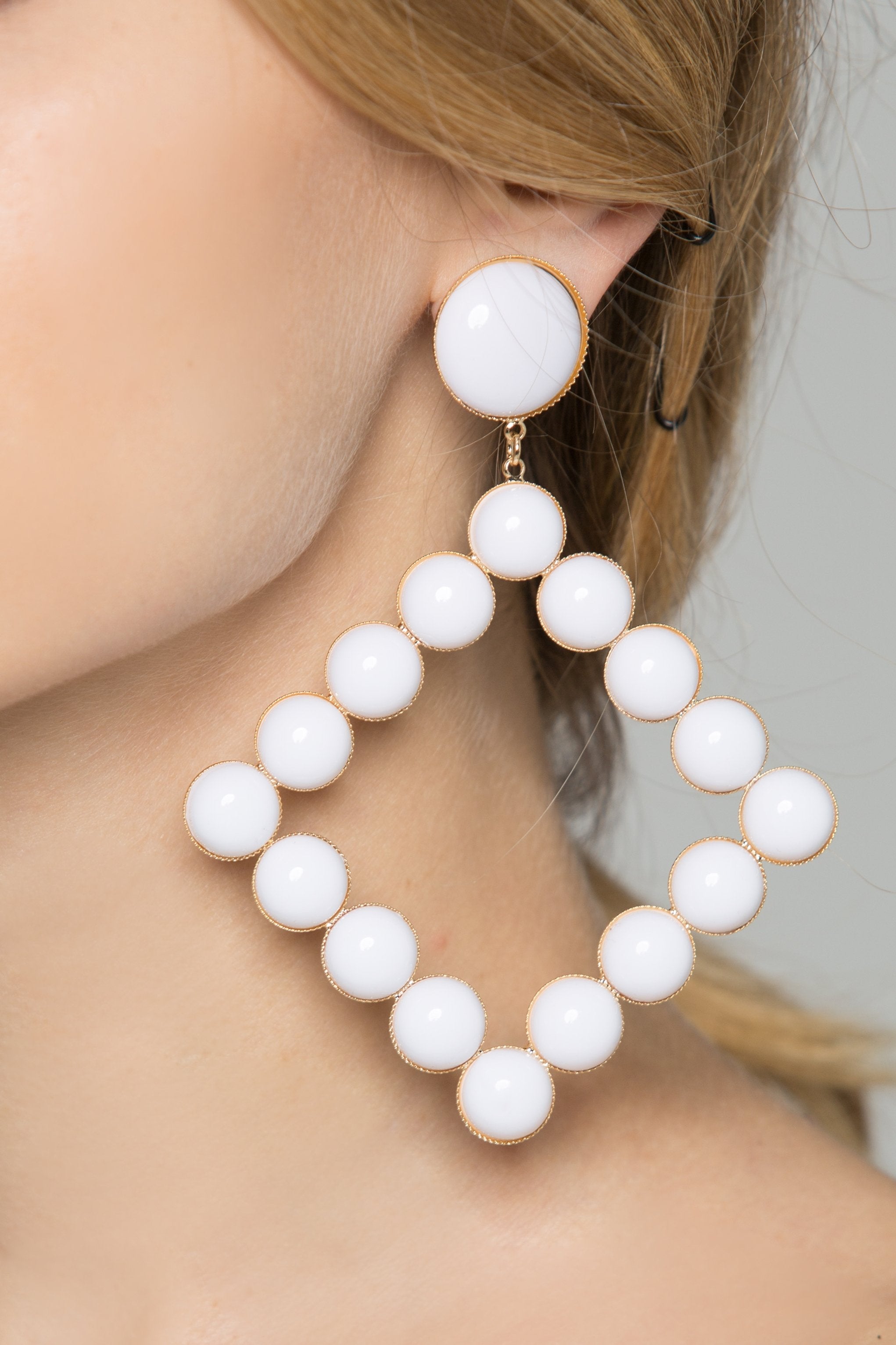 White Square Acrylic Studs Earrings - ownthelooks-Development