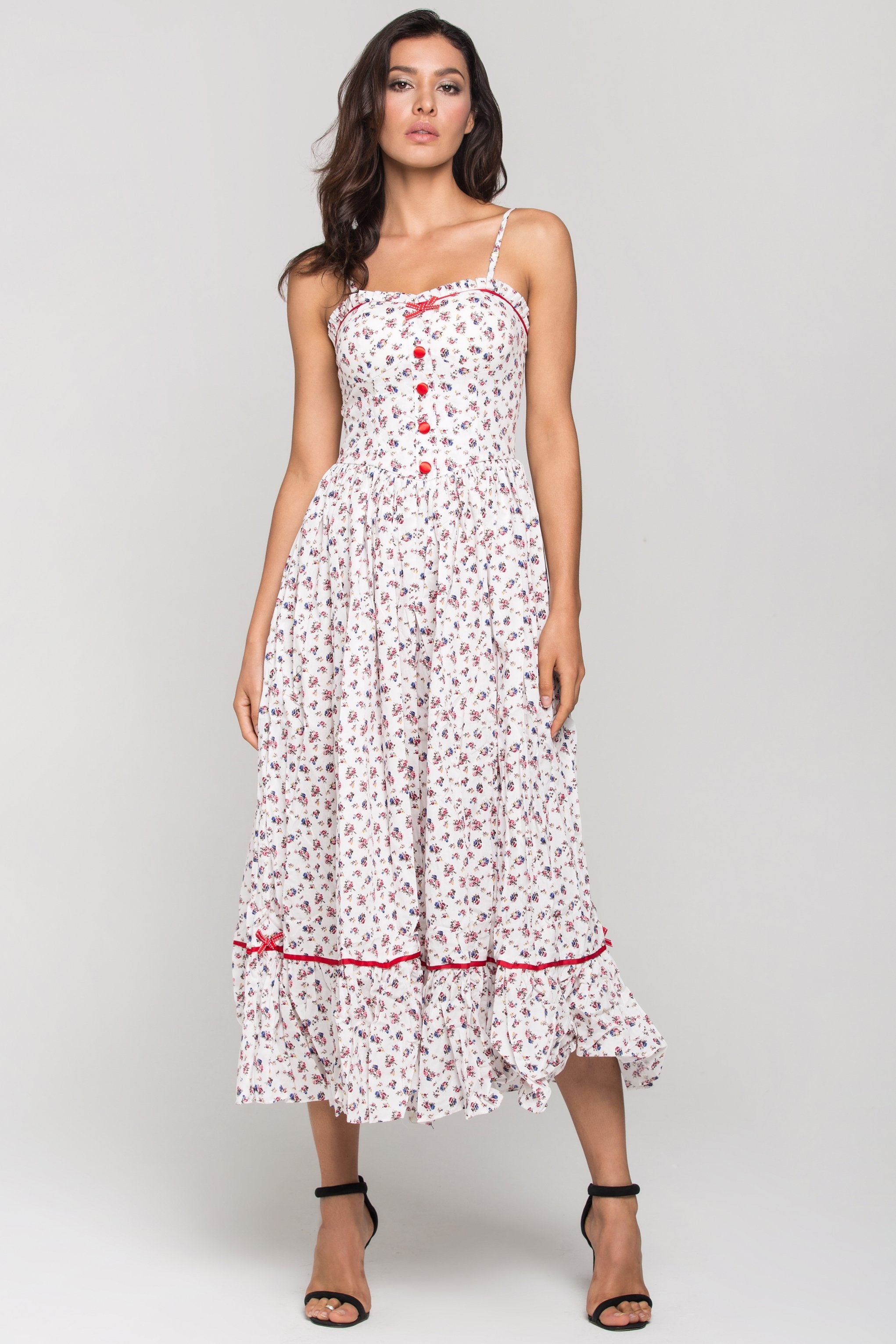 White Vintage Rose Print Maxi Dress - ownthelooks-Development
