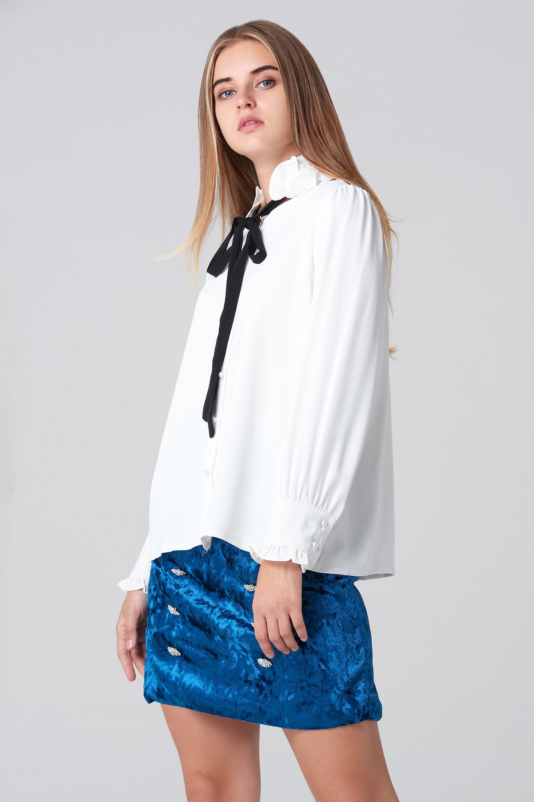 White Vintage Sleeve Top - ownthelooks-Development