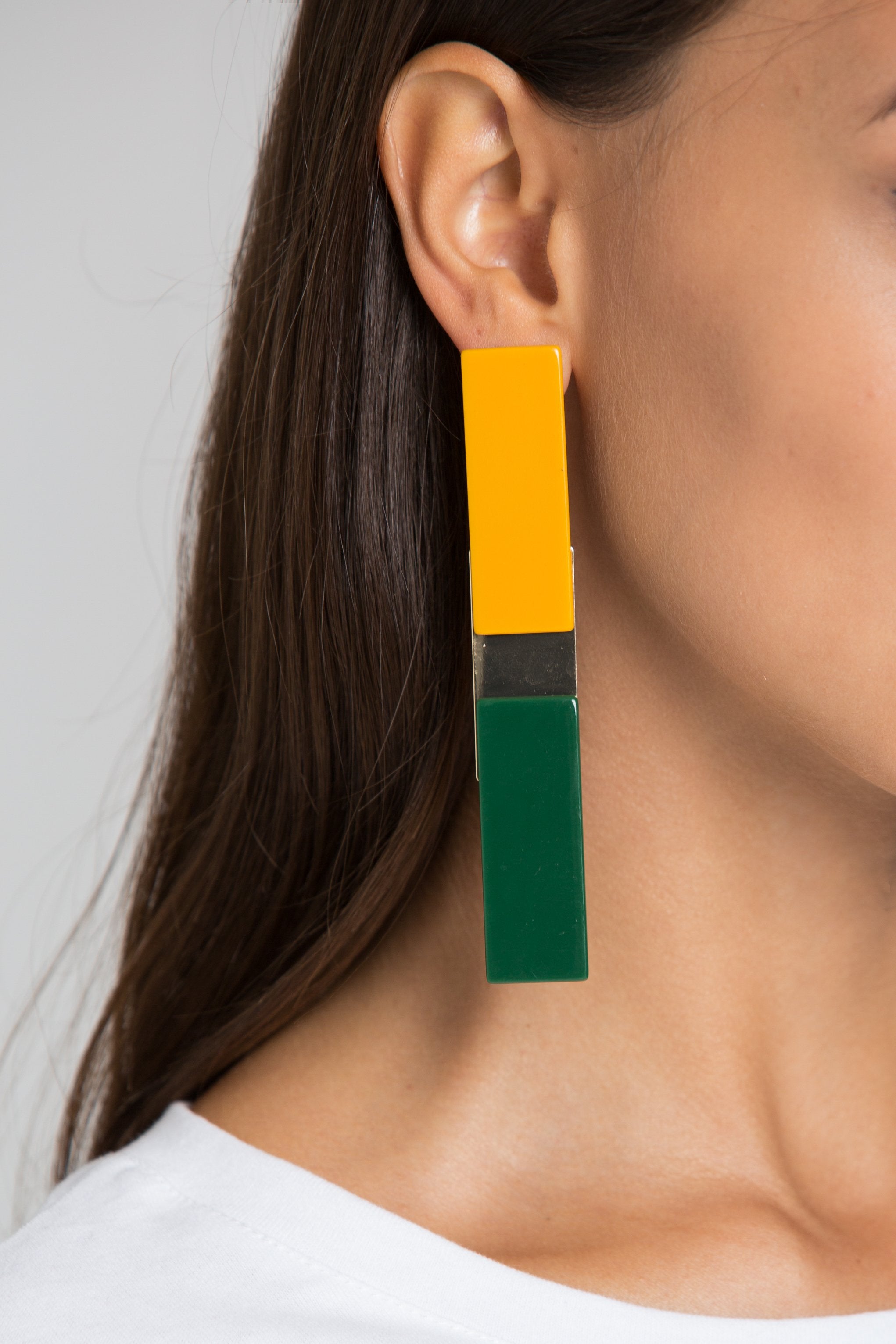 Yellow Green Bar Earrings - ownthelooks-Development