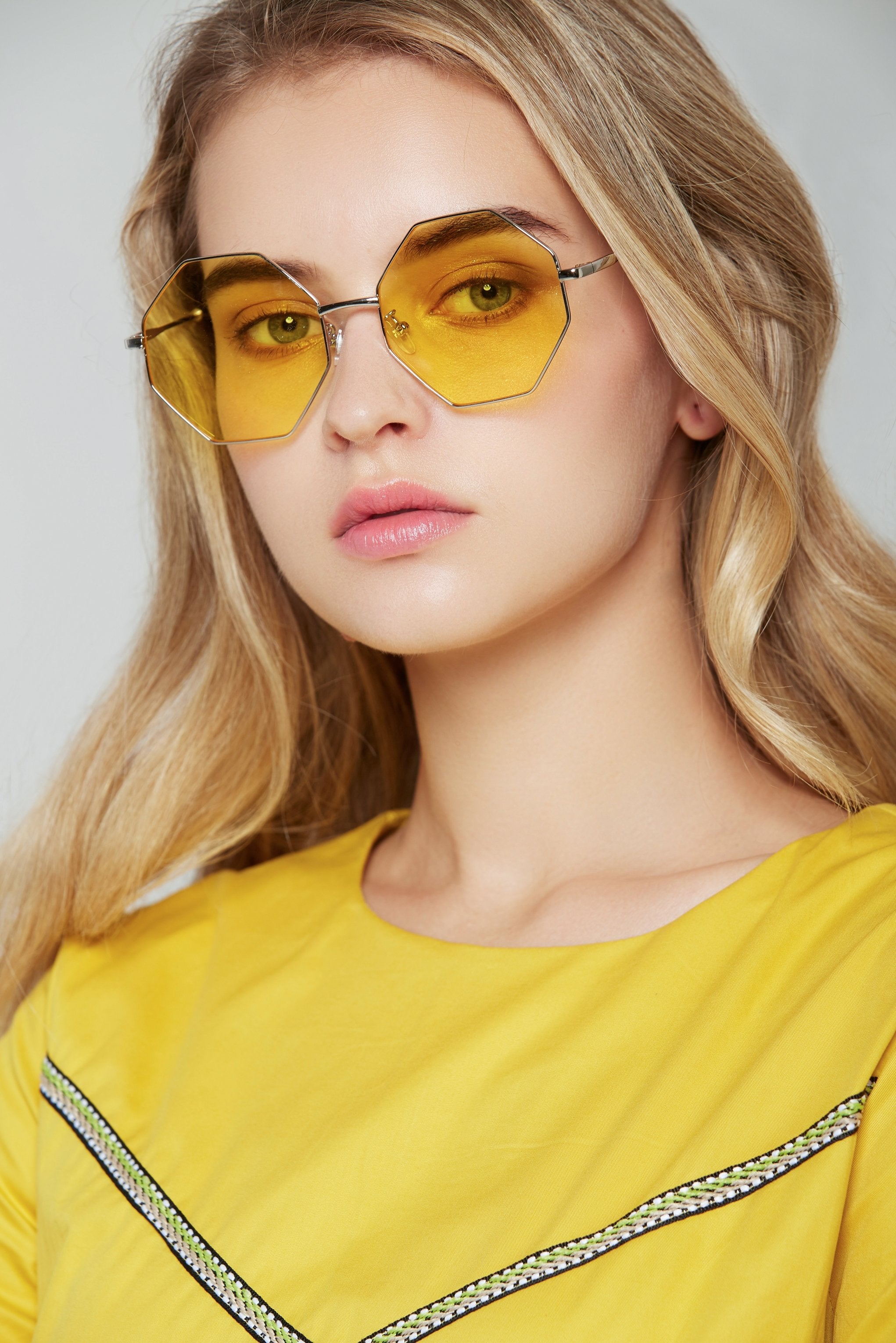 Yellow Lens Octagon Sunglasses - ownthelooks-Development