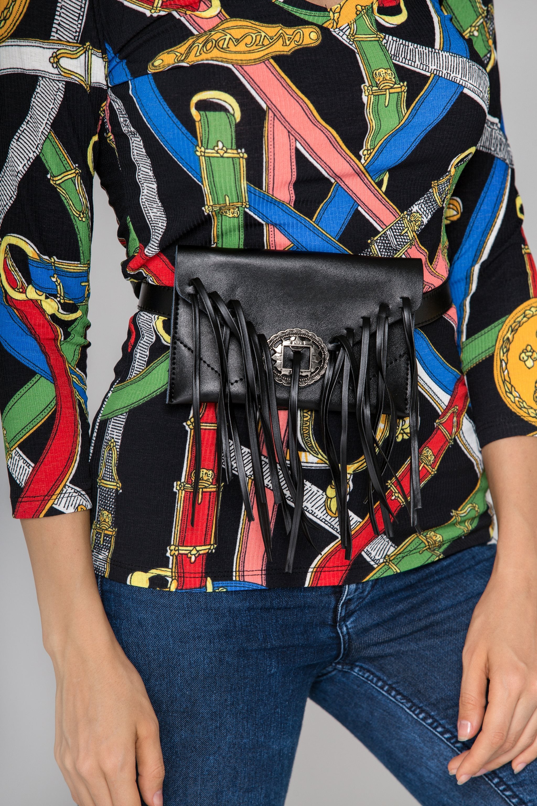 Deema Al Asadi - Black Tasseled Mini Belt Bag - ownthelooks-Development