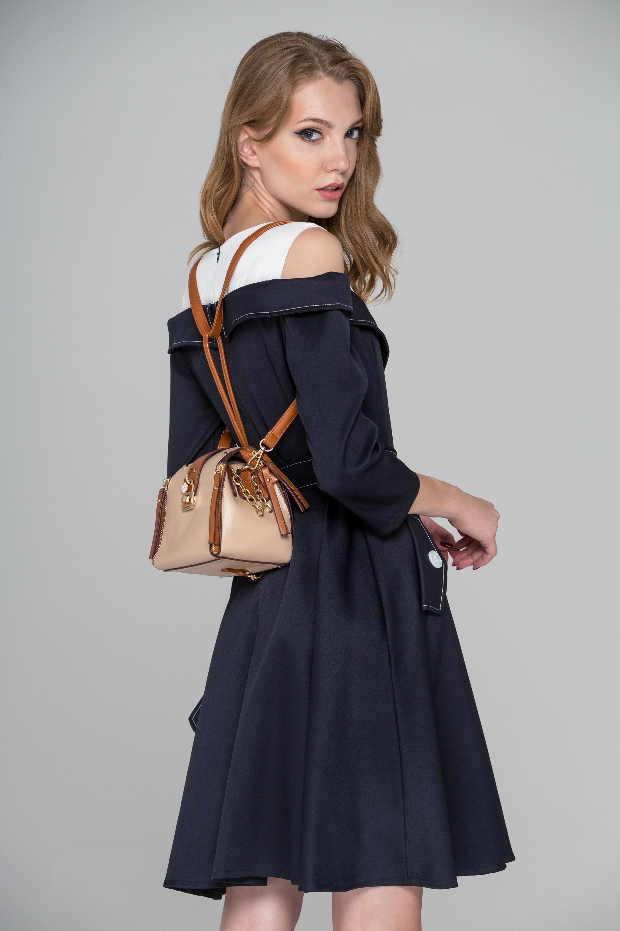 Tan Zip Trim Mini Trapeze Bag - ownthelooks-Development