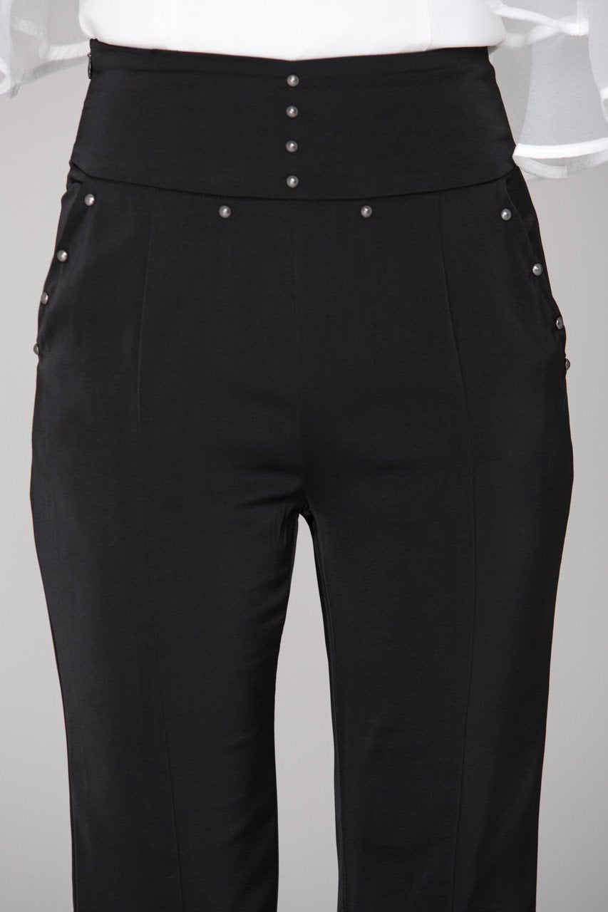 Rania Fawaz - Black Flare Tasseled Hem Trousers - ownthelooks-Development