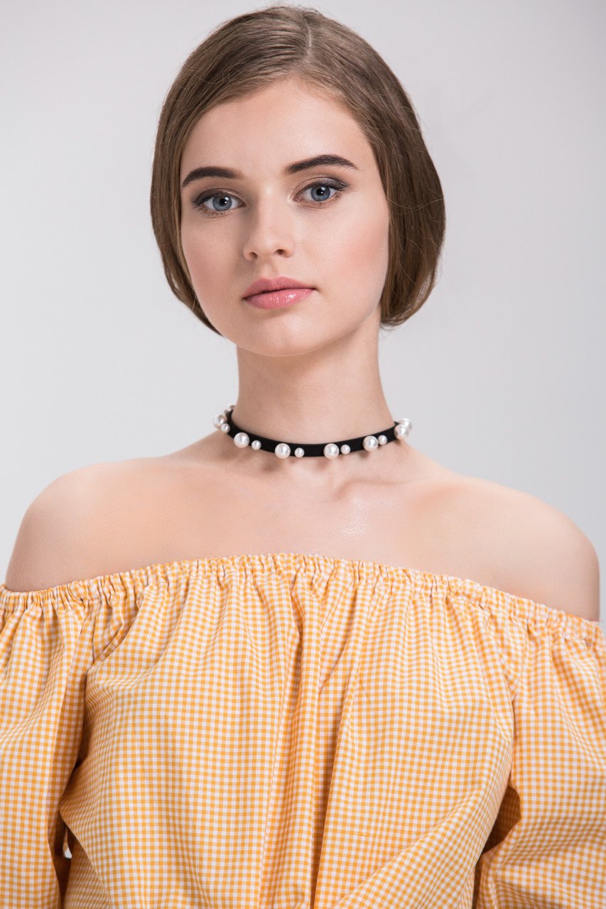 Black Suede Pearl Detail Choker Necklace - ownthelooks-Development