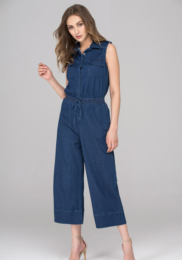 Denim Sleeveless Jumpsuit - ownthelooks-Development