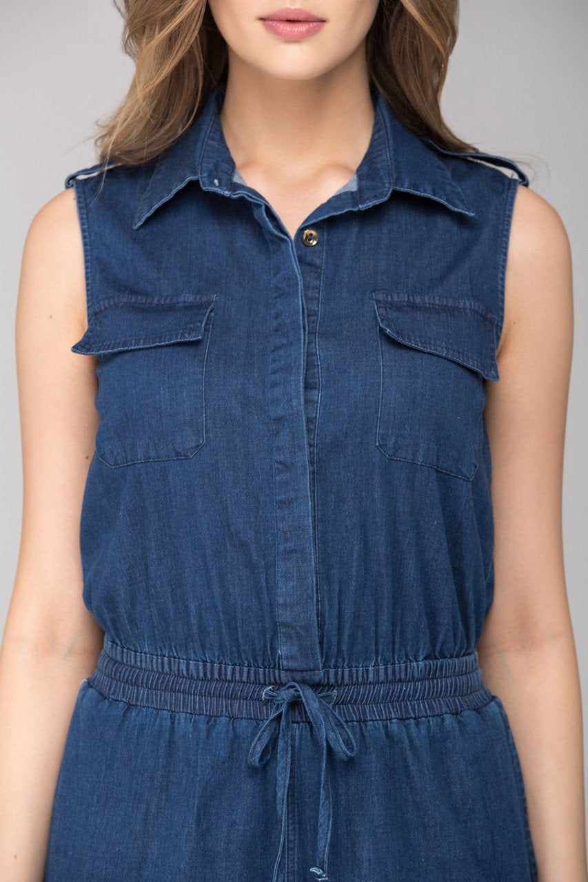Denim Sleeveless Jumpsuit - ownthelooks-Development