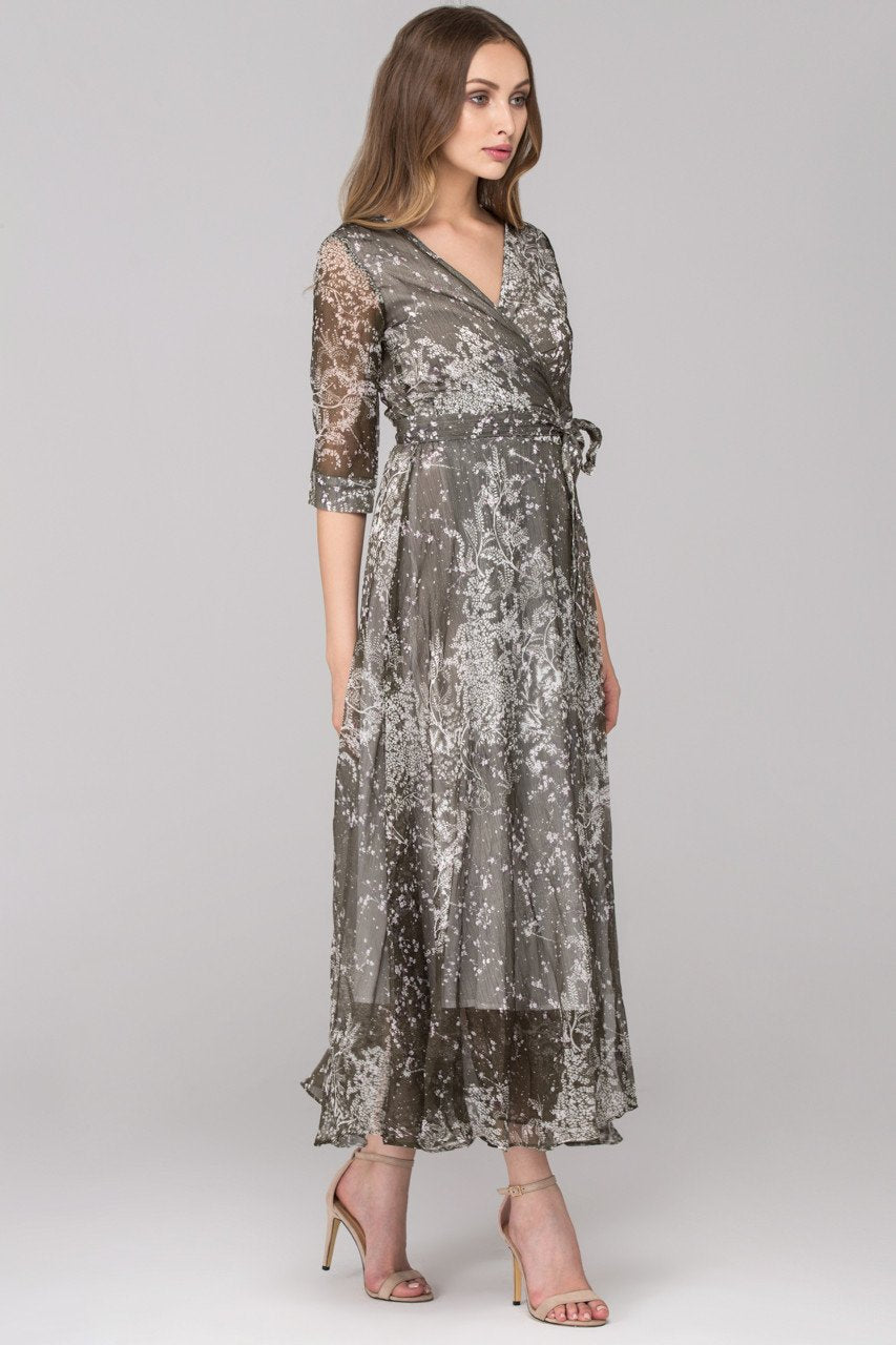 Forest Green Sheer Wrap around Maxi Dress - ownthelooks-Development