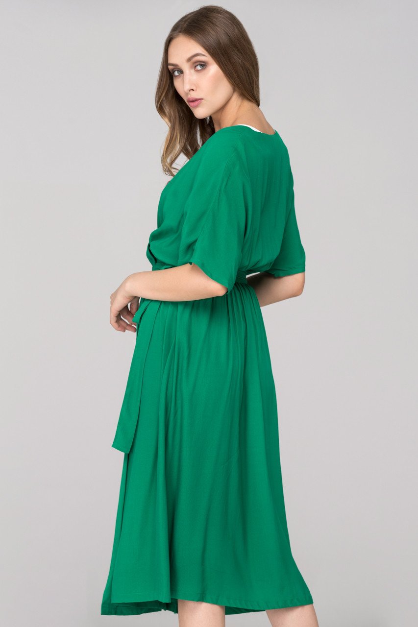 Green Archer Wrap Around Midi Dress - ownthelooks-Development