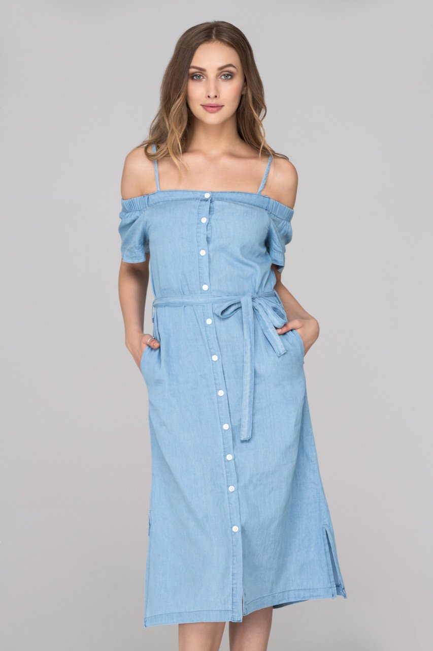 Buy Marks & Spencer Navy Blue Solid Pure Cotton Denim Shirt Midi Dress  Comes With A Belt - Dresses for Women 16259810 | Myntra