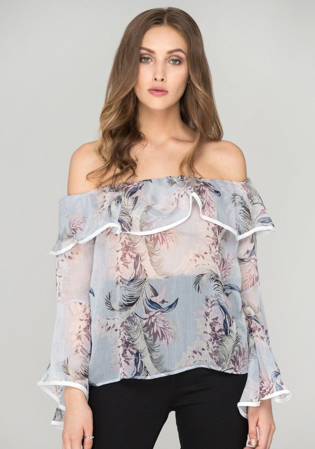 Sheer Floral off the shoulder Top - ownthelooks-Development