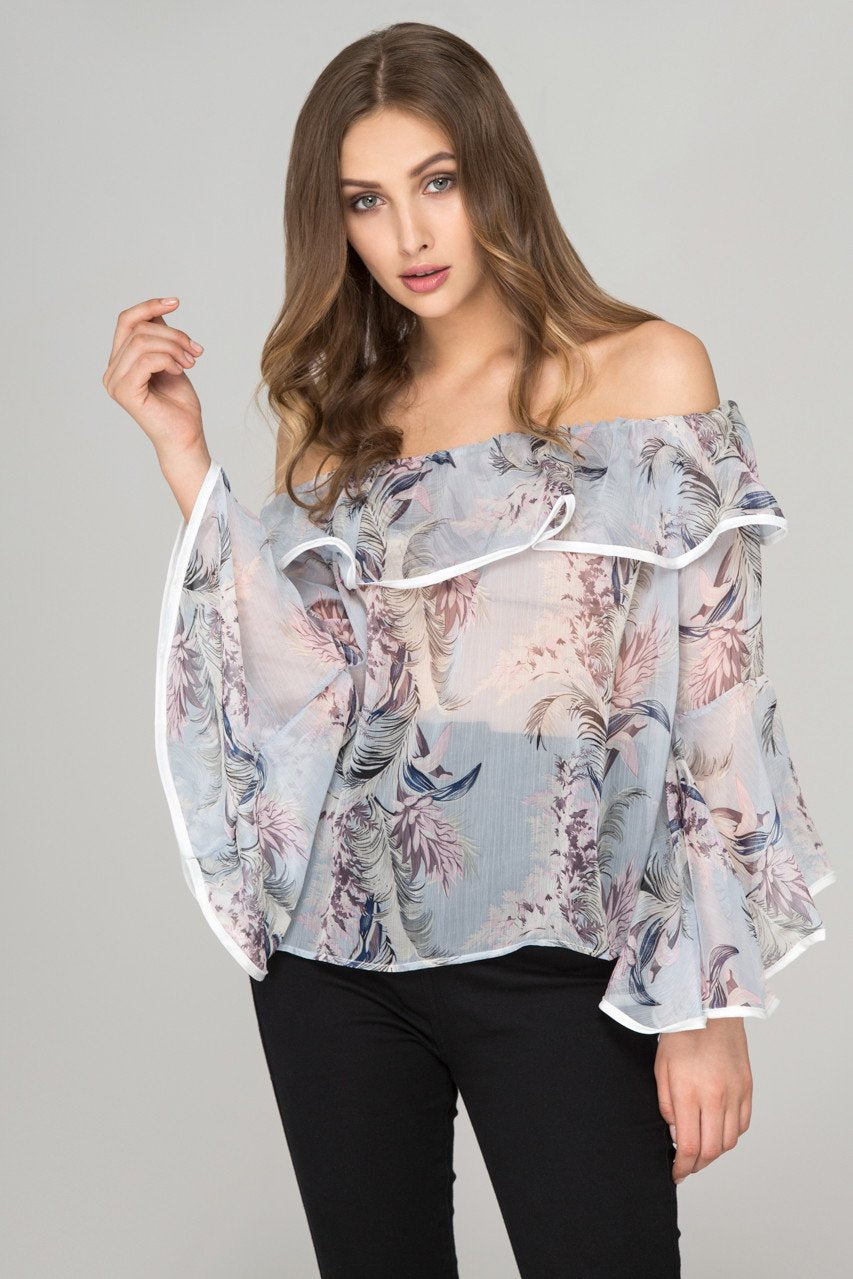Sheer Floral off the shoulder Top - ownthelooks-Development