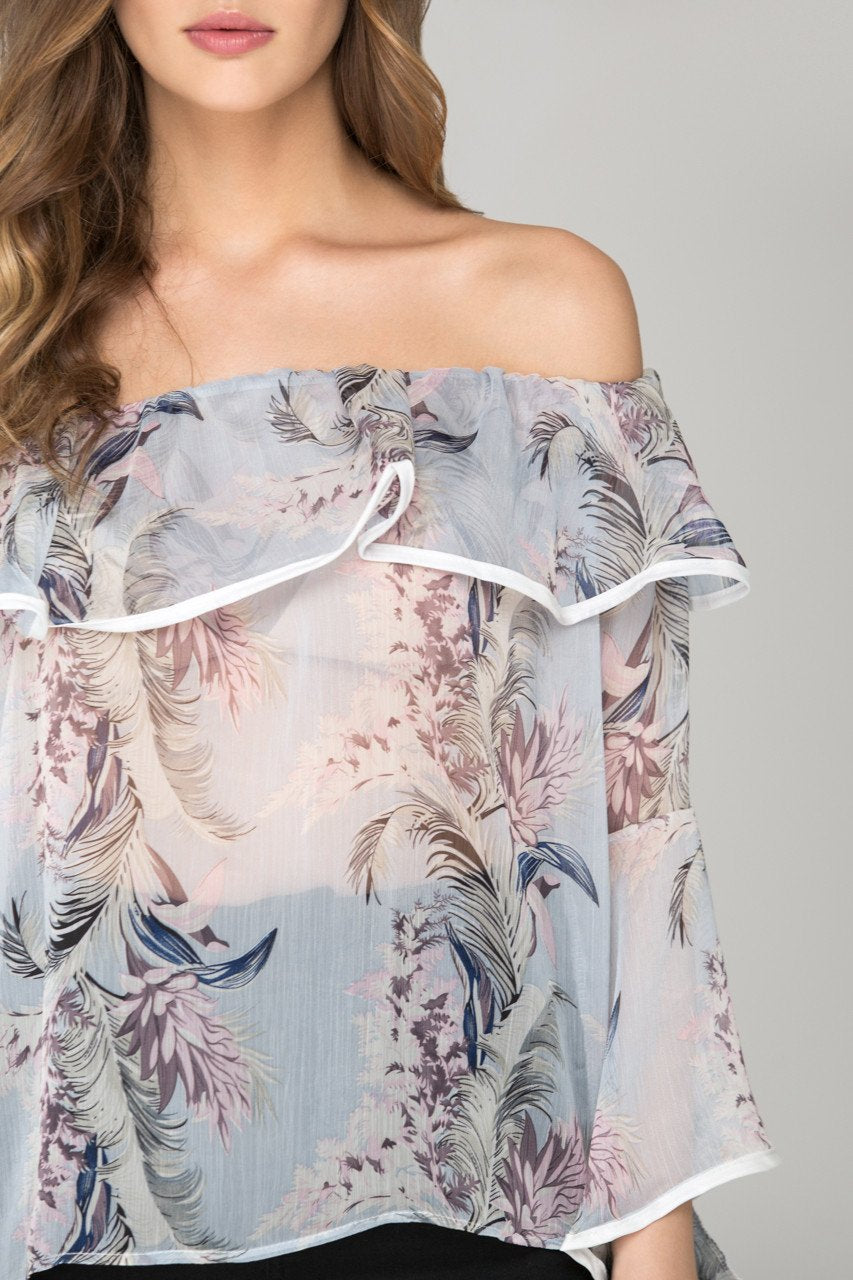 Sheer Floral off the shoulder Top - ownthelooks-Development