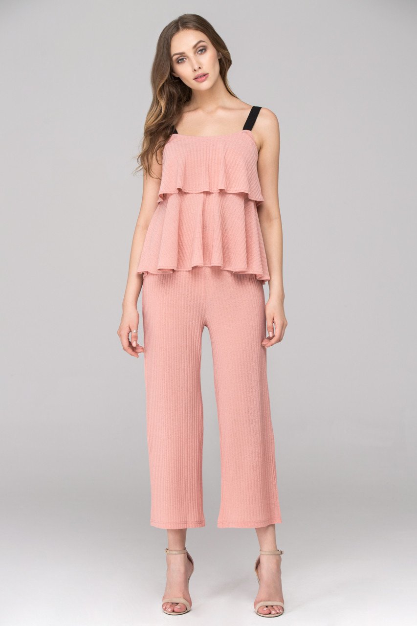Soft Peach Black Strap Bandeau Co-ord - ownthelooks-Development