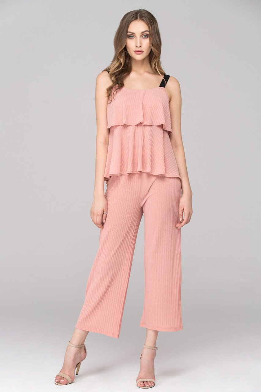 Soft Peach Black Strap Bandeau Co-ord - ownthelooks-Development