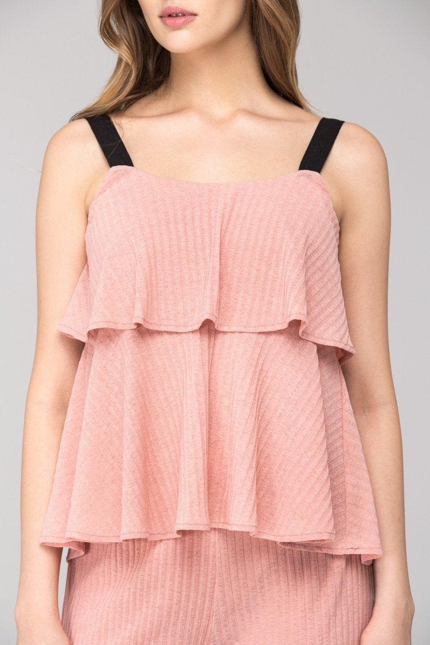 Soft Peach Black Strap Bandeau Co-ord - ownthelooks-Development