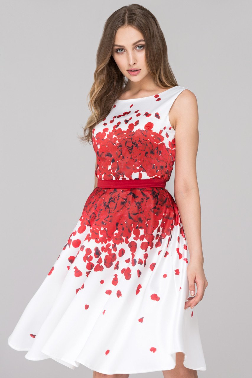 White and Red Rose Petal Two Piece Midi Dress – ownthelooks-Development White and Red Rose Petal Two Piece Midi Dress – ownthelooks-Development
