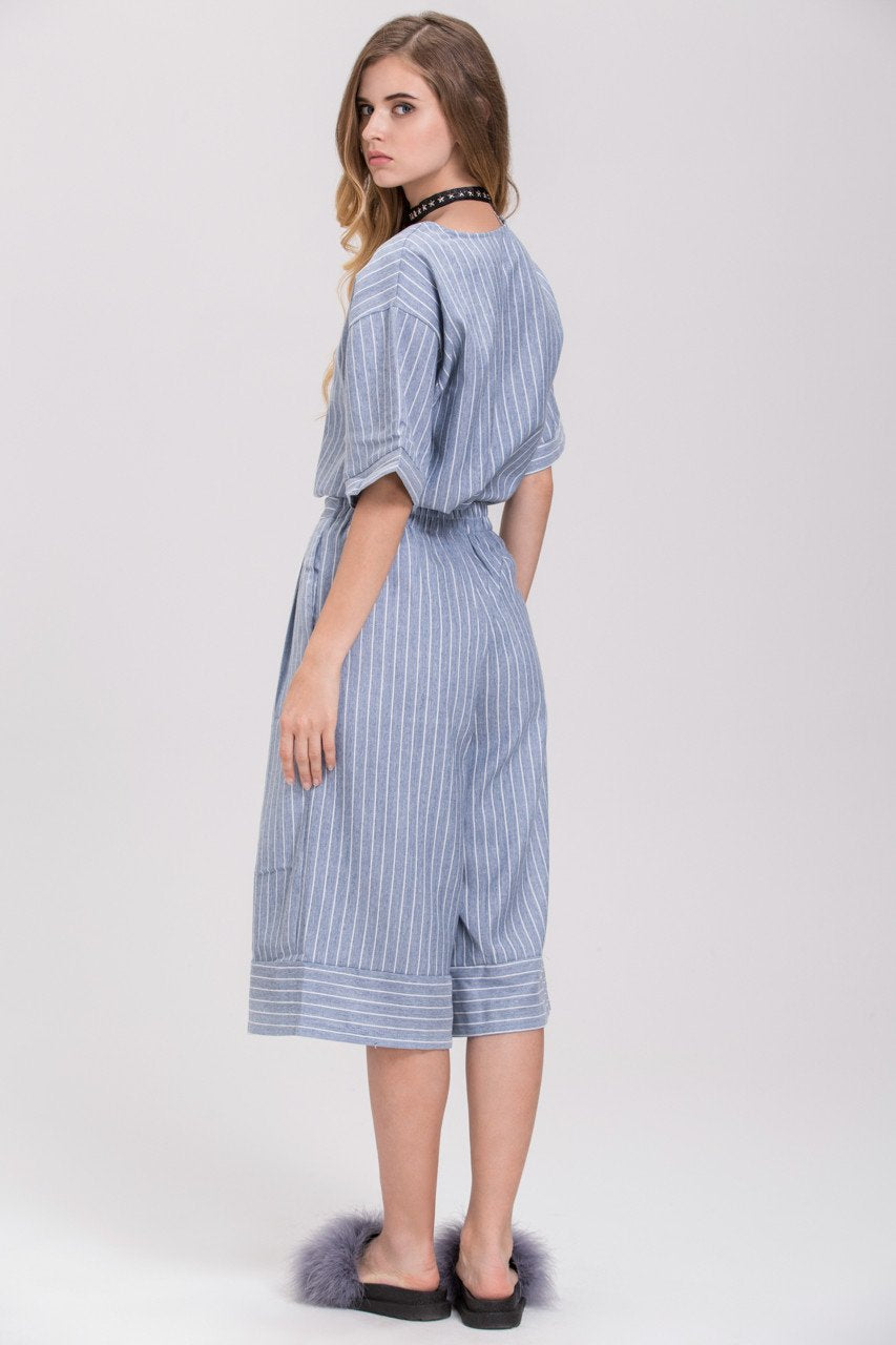 Pin Stripes Denim Culottes Co-ord - ownthelooks-Development
