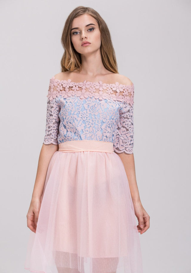 Pink Lace Layered Tulle Mini Princess Dress - ownthelooks-Development