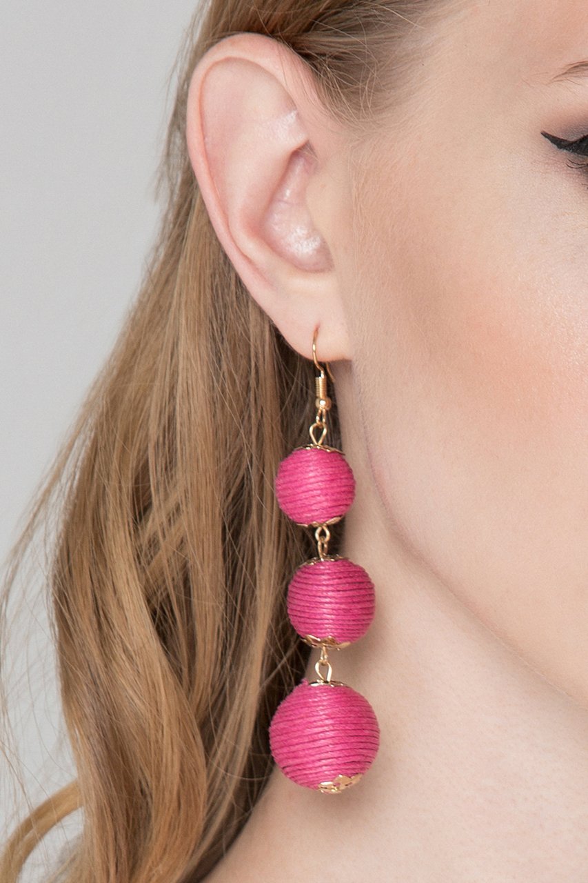 Pink Yarn Ball earrings - ownthelooks-Development