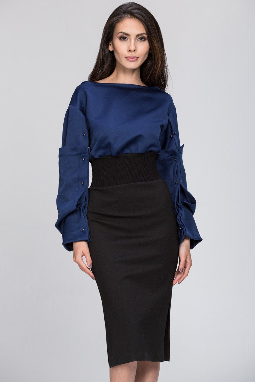 The Real Fouz - Puff Sleeve Color Block Dress - ownthelooks-Development