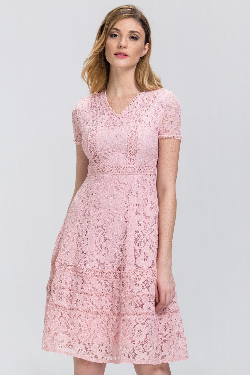 Rose Pink Lace Midi Dress - ownthelooks-Development