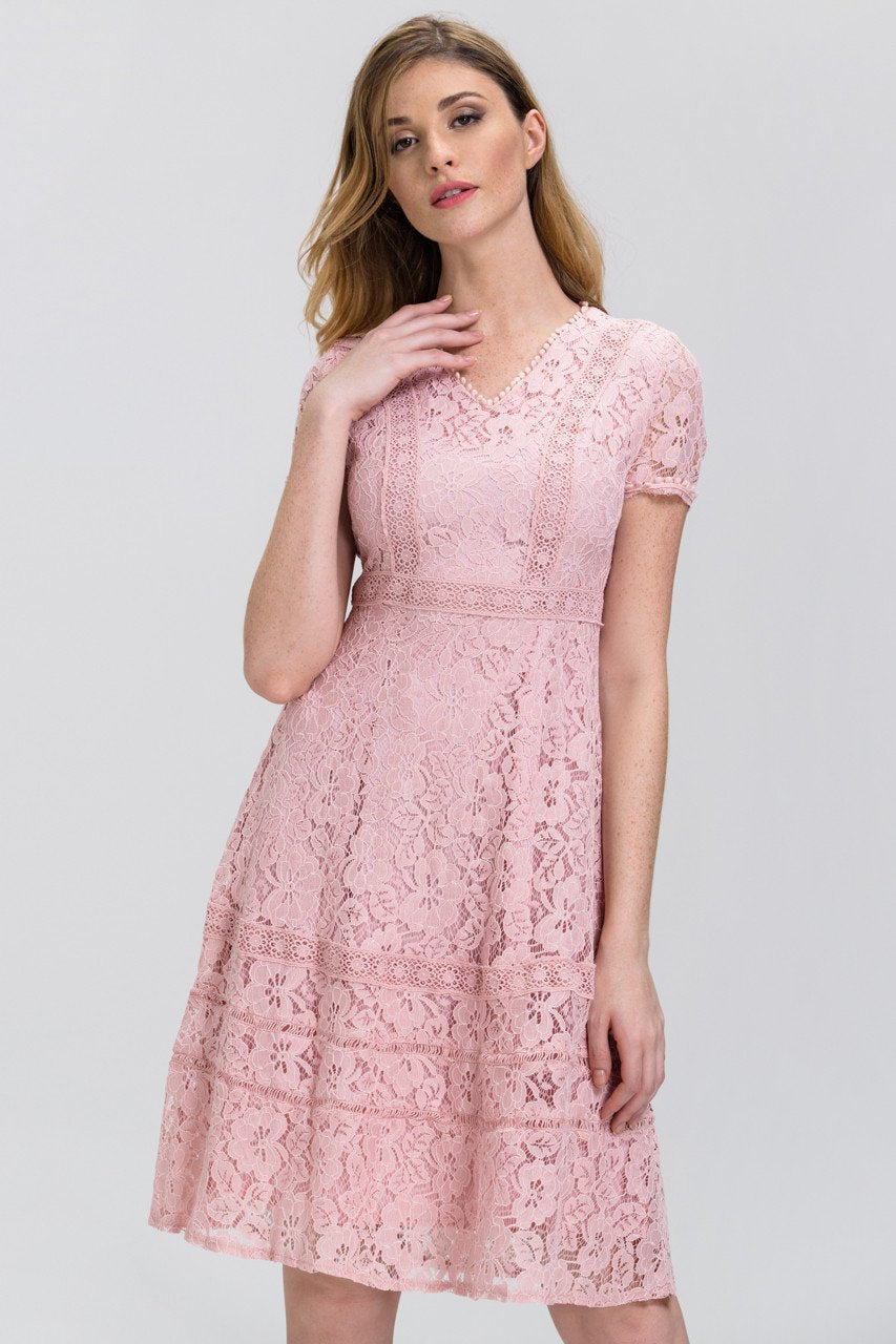 Rose Pink Lace Midi Dress - ownthelooks-Development