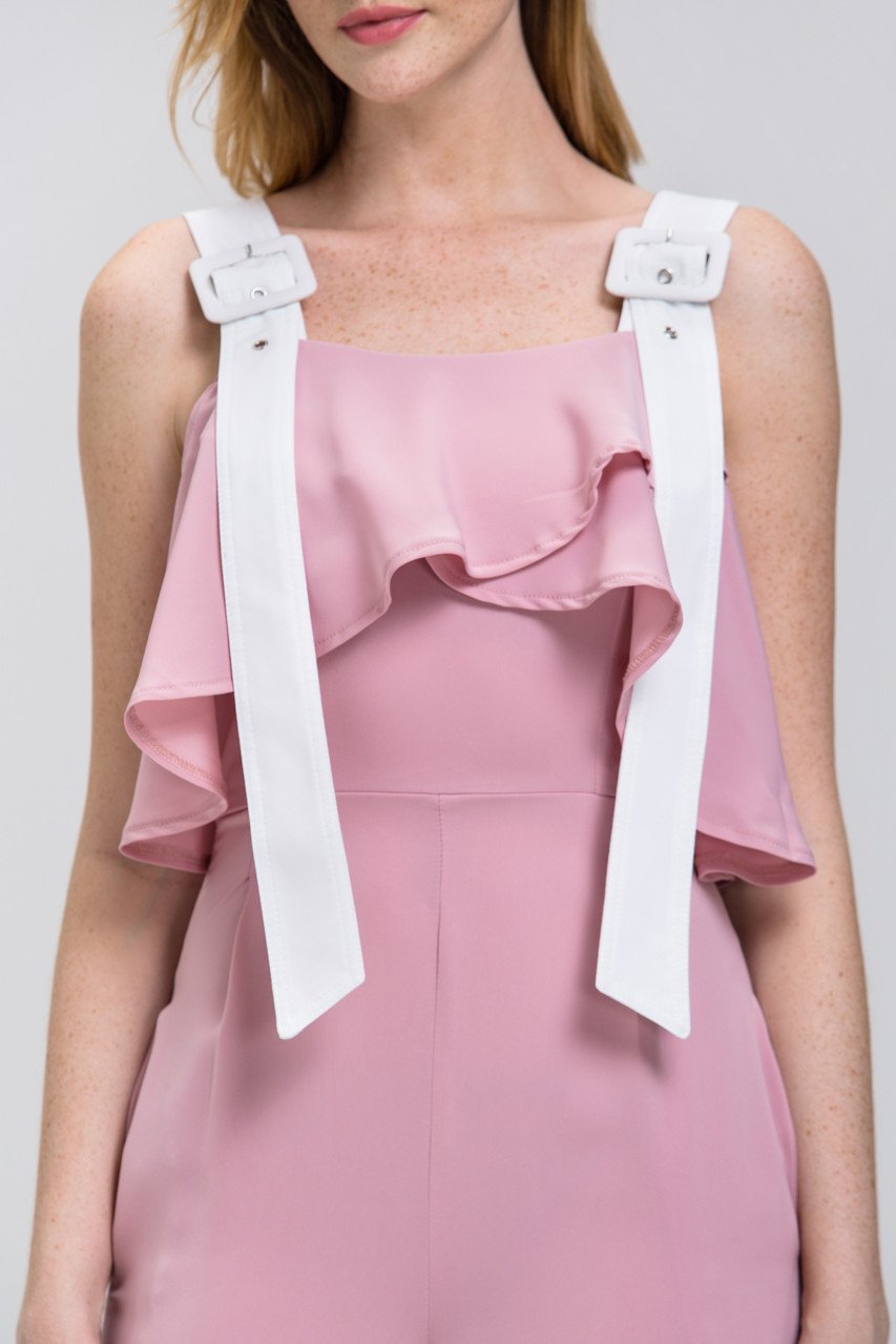 Rania Fawaz - Rose and White Belt Strap Off the Shoulder Jumpsuit - ownthelooks-Development