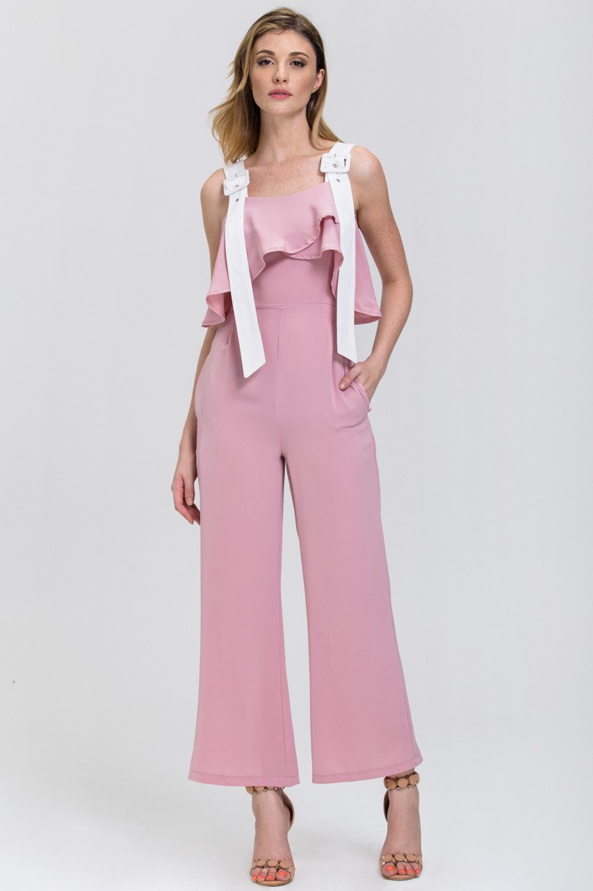 Rania Fawaz - Rose and White Belt Strap Off the Shoulder Jumpsuit - ownthelooks-Development