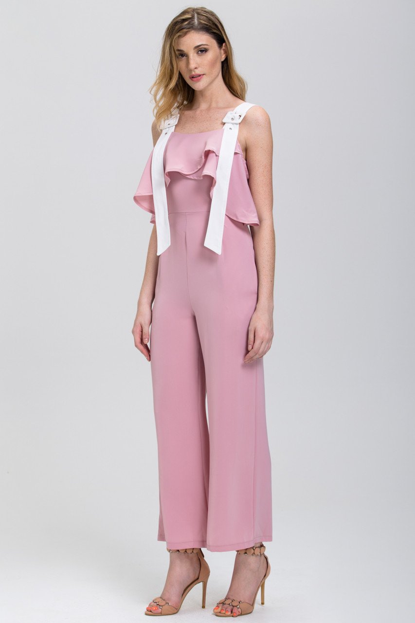 Rania Fawaz - Rose and White Belt Strap Off the Shoulder Jumpsuit - ownthelooks-Development