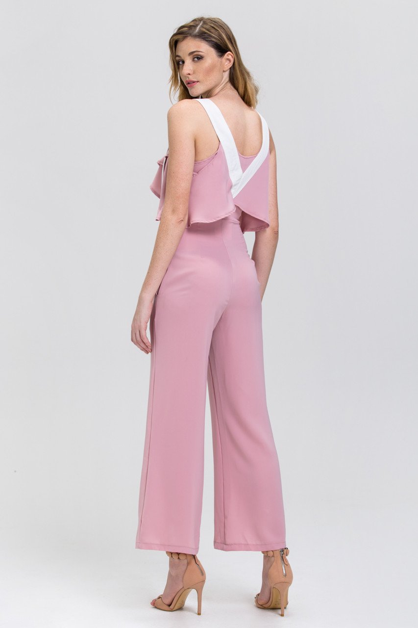 Rania Fawaz - Rose and White Belt Strap Off the Shoulder Jumpsuit - ownthelooks-Development