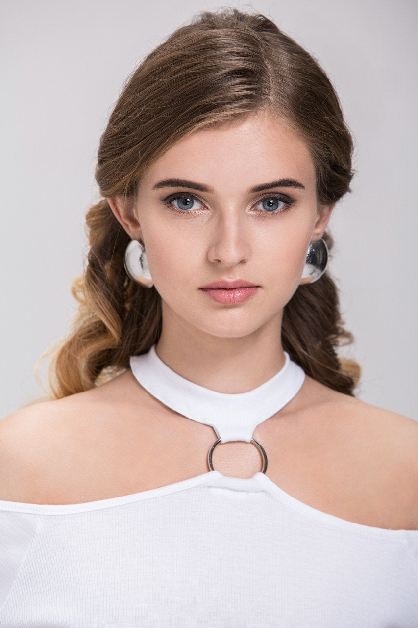 Silver Button Dome Earrings - ownthelooks-Development