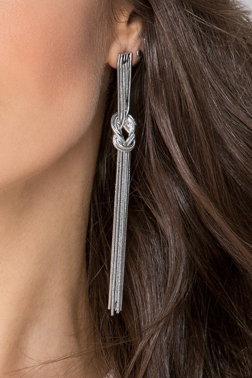 Silver Tassel Knot Earrings - ownthelooks-Development