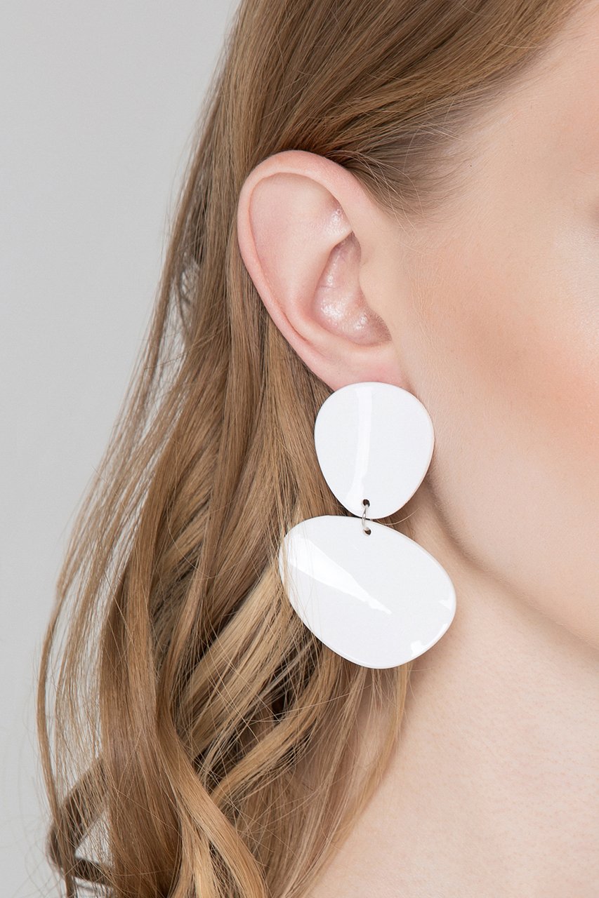 White Acrylic Petal Earrings - ownthelooks-Development