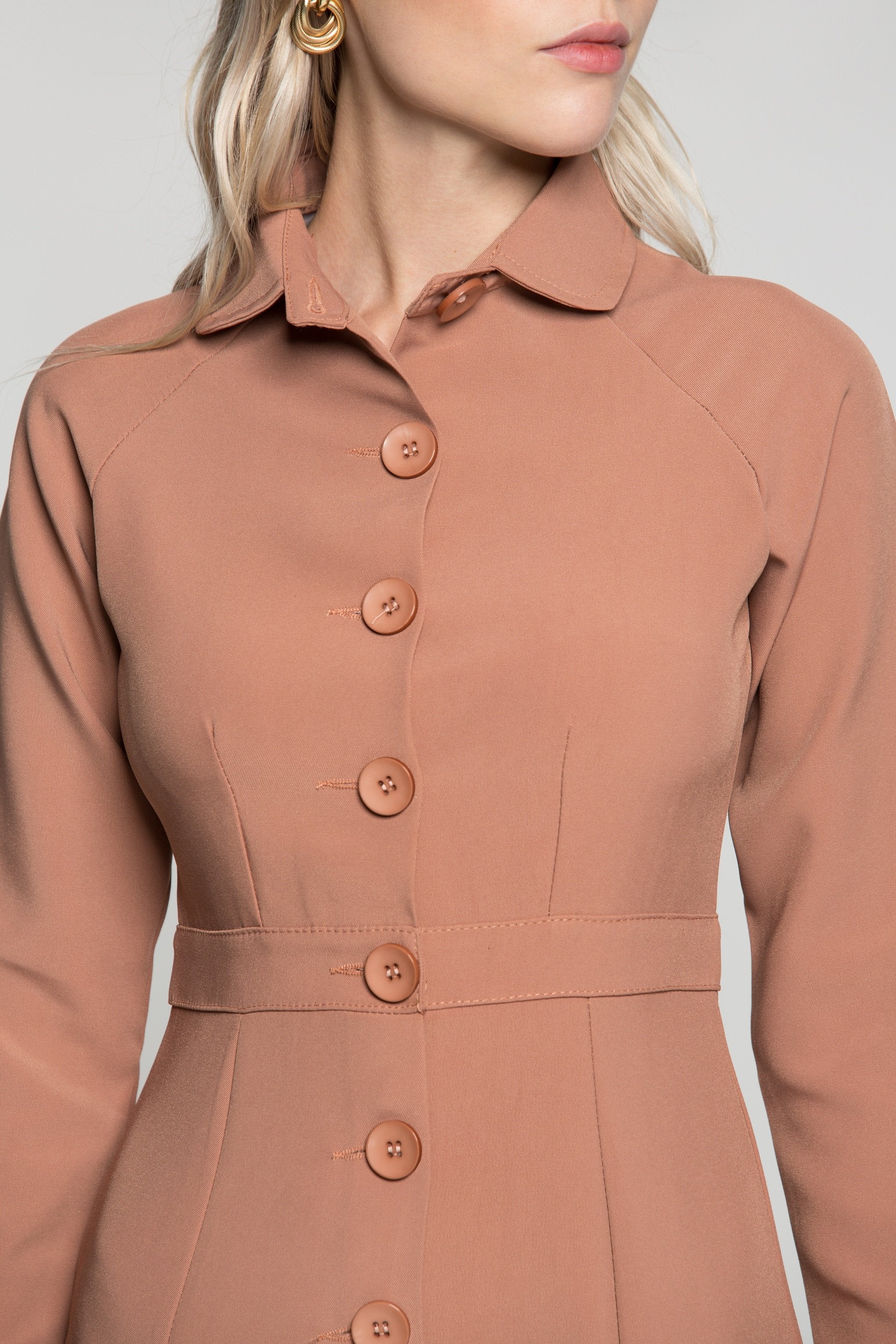 Coral Peach Pleated Midi Dress - ownthelooks-Development