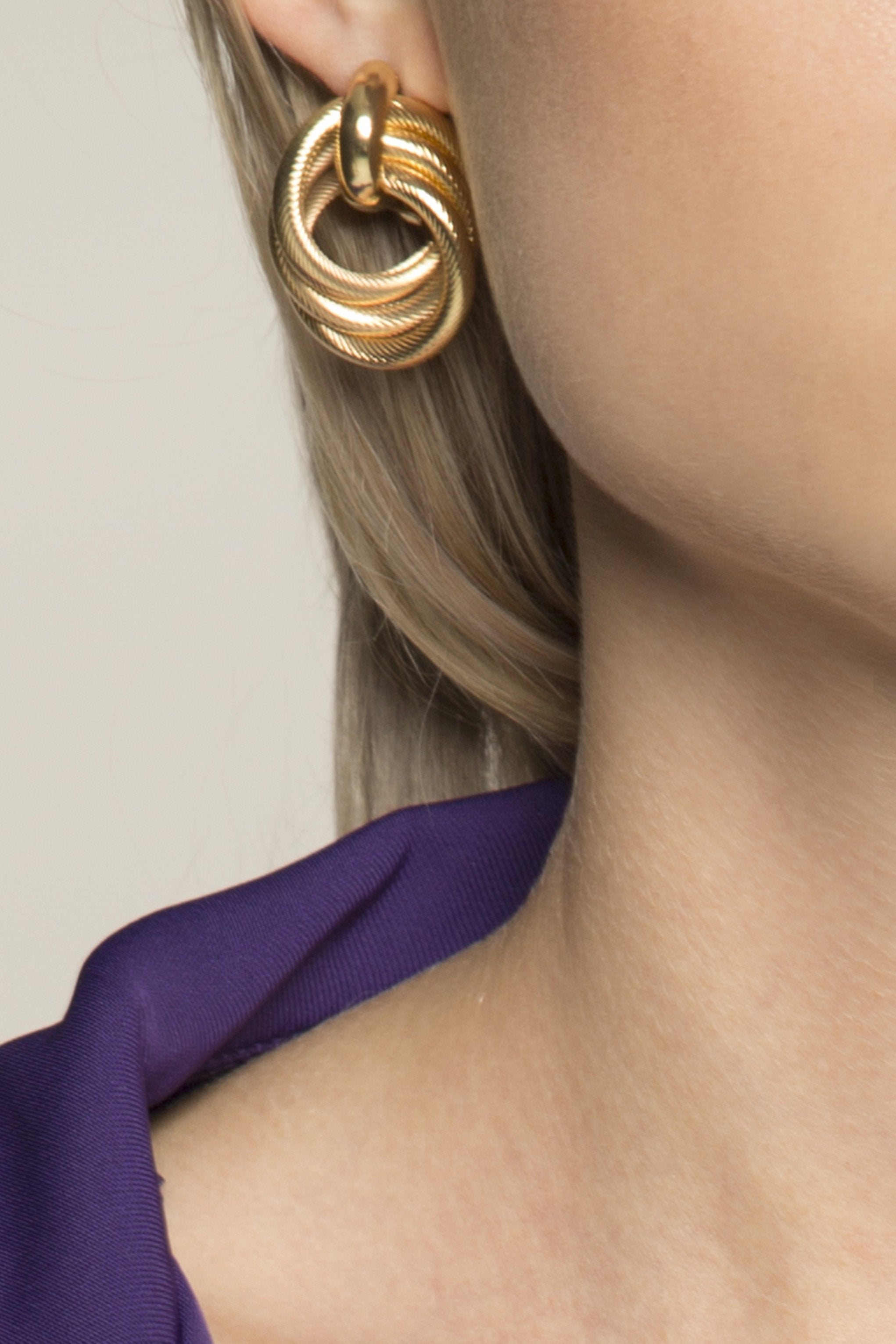 Gold Solid Concentric Circles Hoop Earrings - ownthelooks-Development