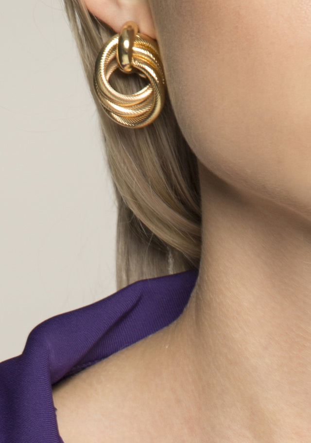 Gold Solid Concentric Circles Hoop Earrings - ownthelooks-Development