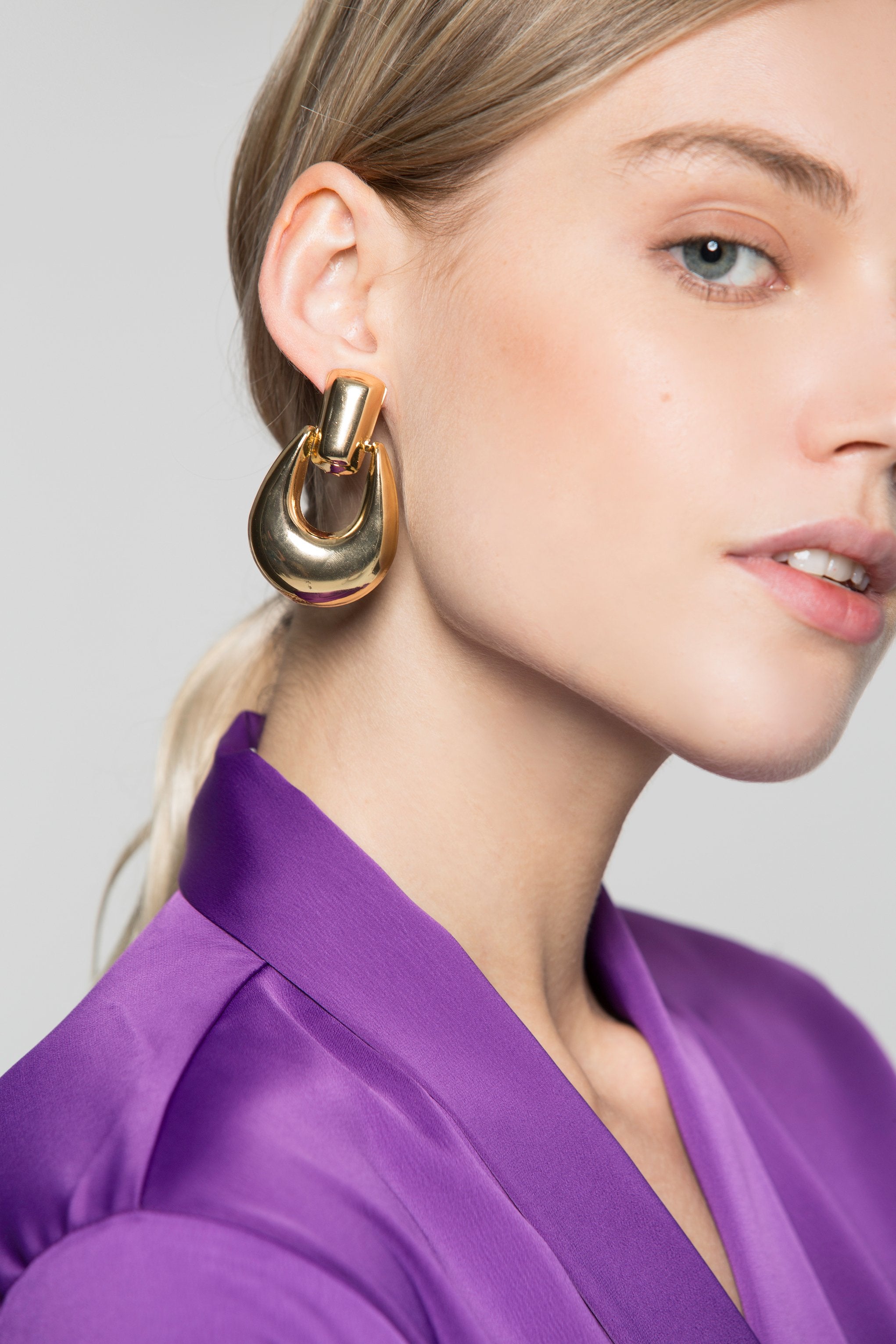 Gold Solid U- Hoop Earrings - ownthelooks-Development