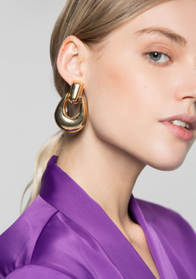 Gold Solid U- Hoop Earrings - ownthelooks-Development