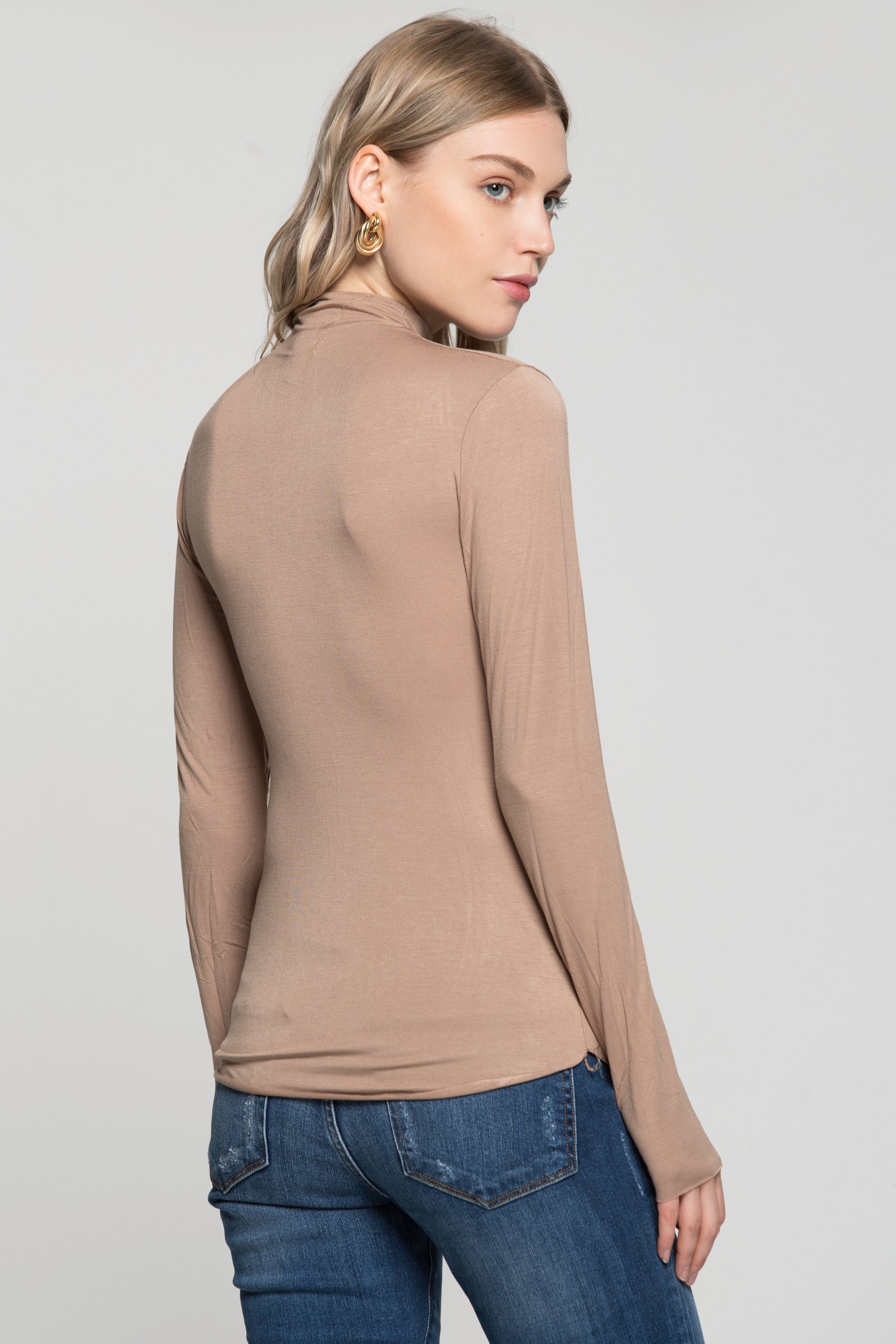 Raw Amber Turtleneck Bodycon Top - ownthelooks-Development