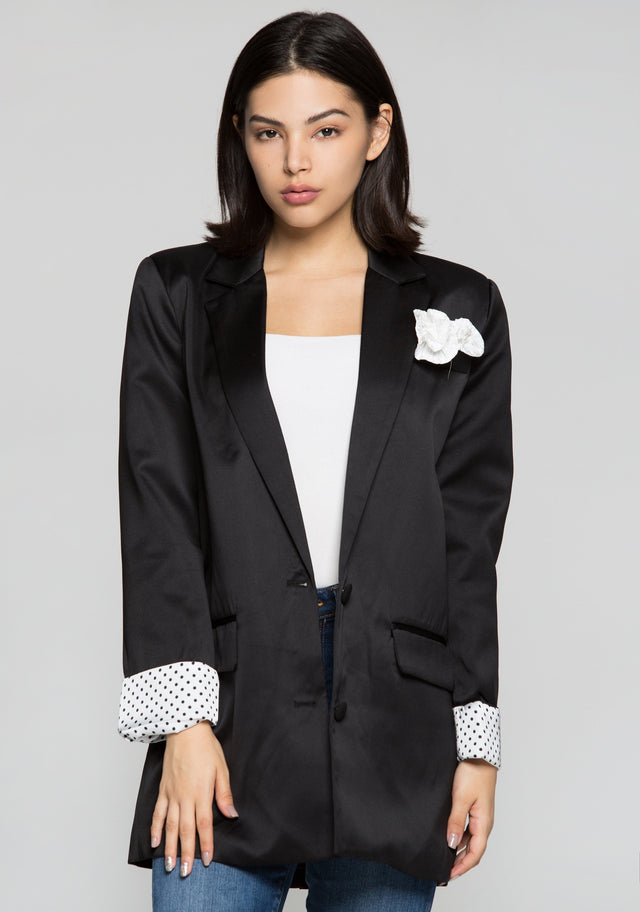 Black Tailored Blazer with Encrusted Jewels - ownthelooks-Development