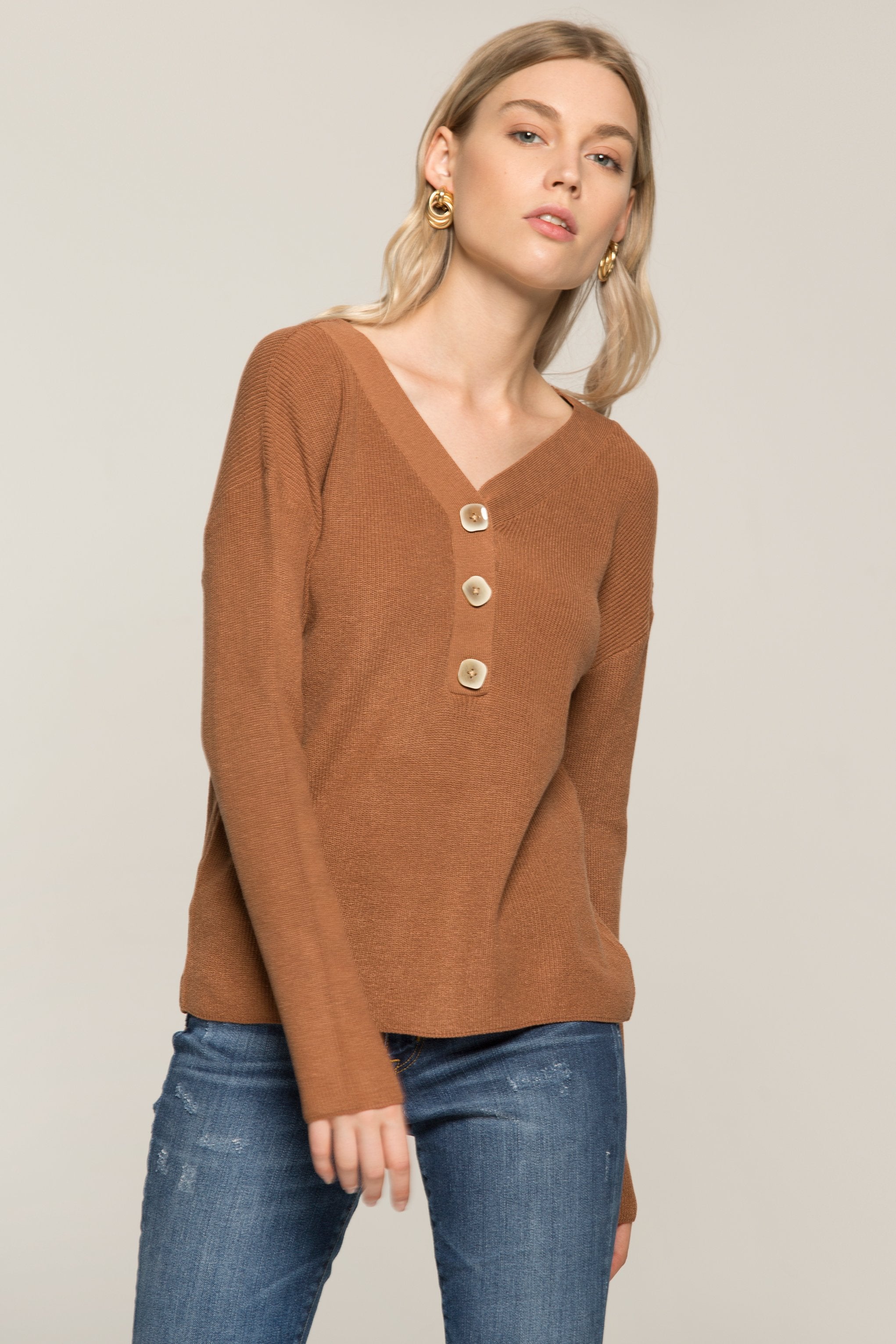 Brown Woollen Full Sleeves Sweater - ownthelooks-Development