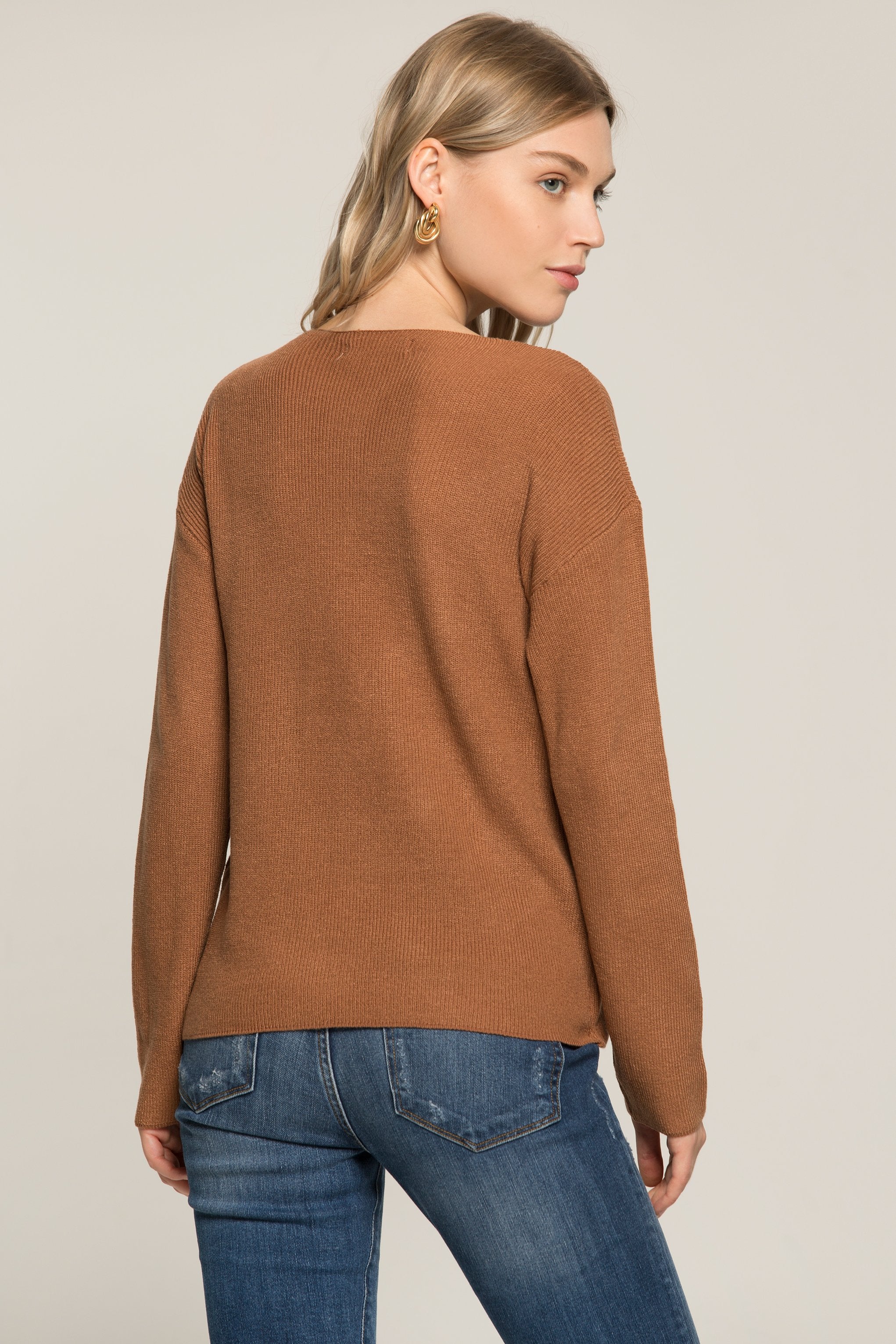 Brown Woollen Full Sleeves Sweater - ownthelooks-Development