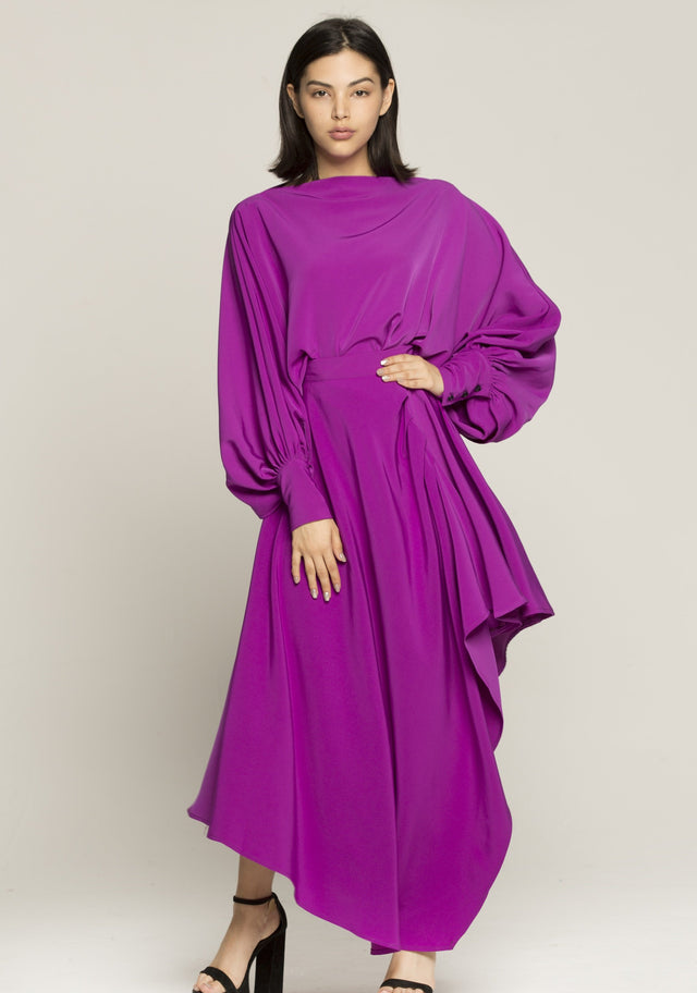 Lilac Boat Neck Jacket and Ruffled Skirt Set - ownthelooks-Development