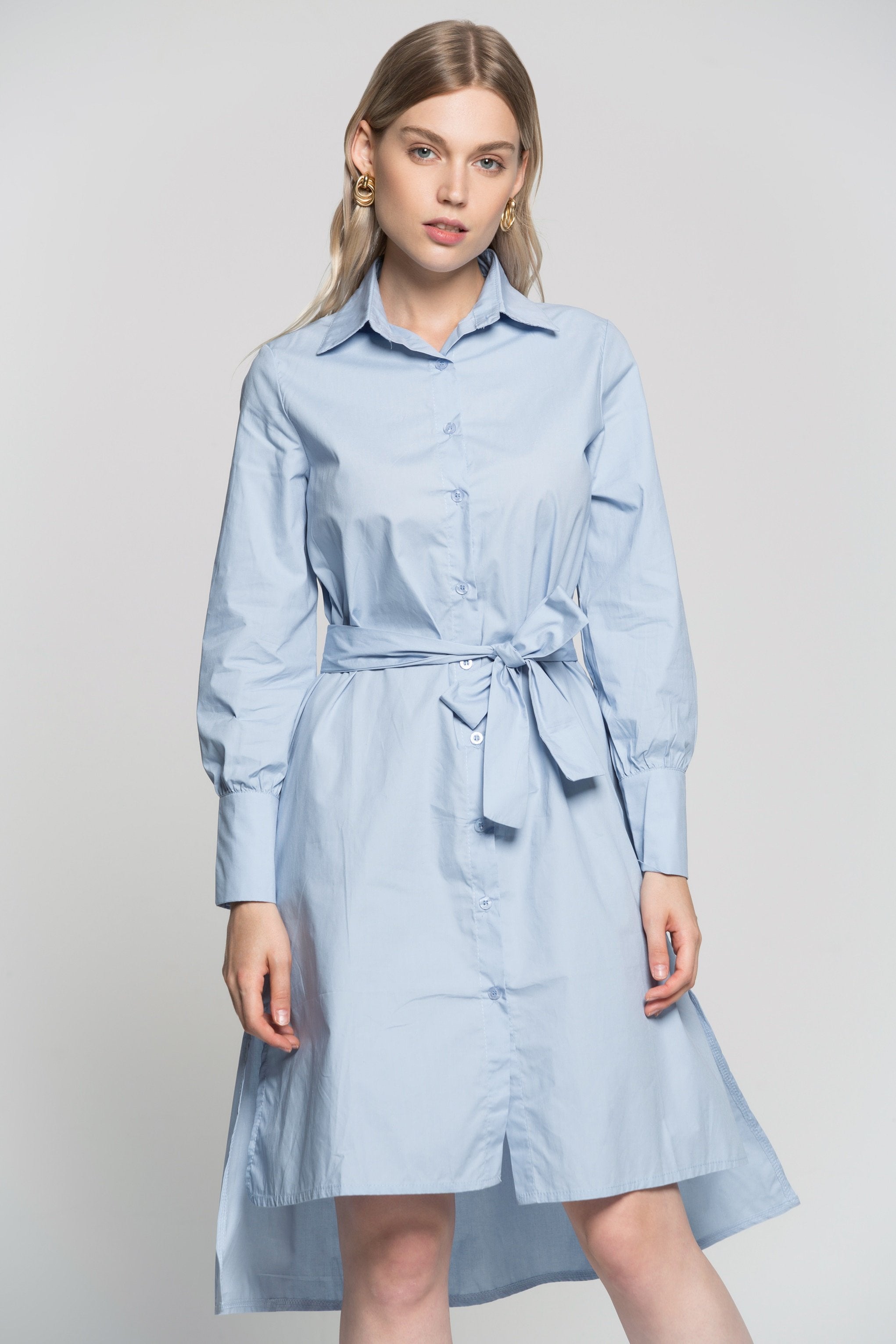 Powder Blue Shirt Dress - ownthelooks-Development