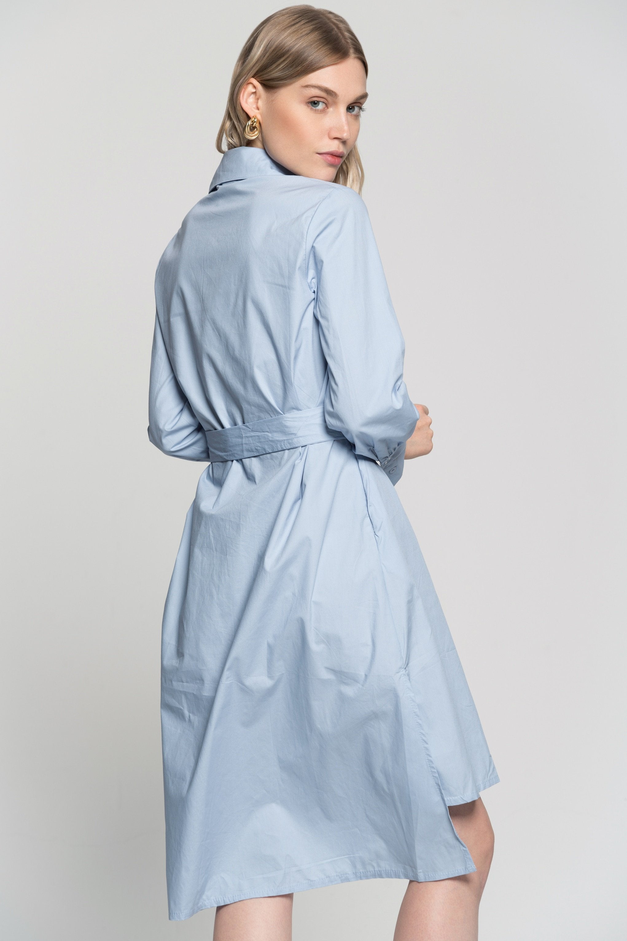 Powder Blue Shirt Dress - ownthelooks-Development
