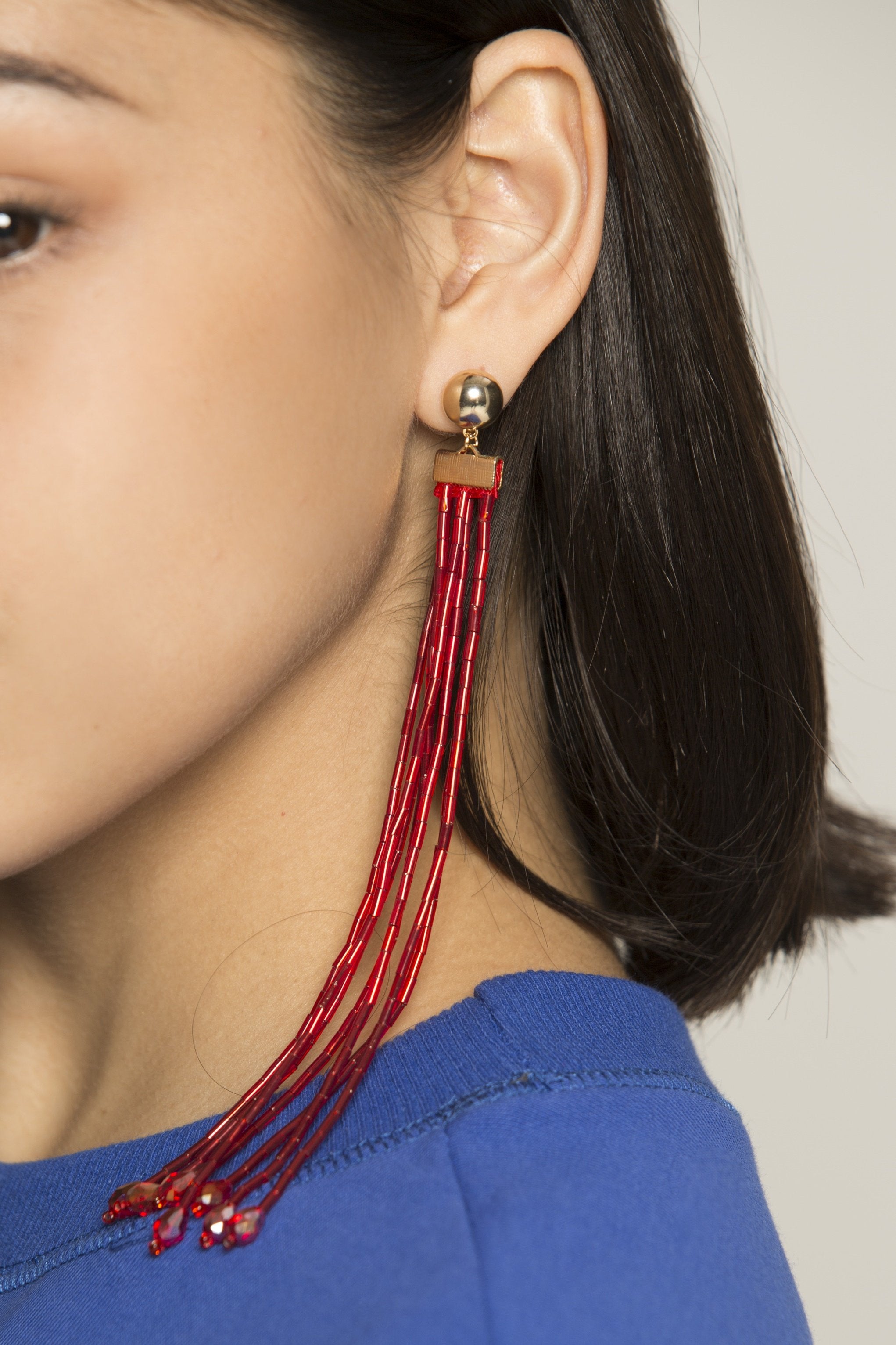 Ruby Red Tassel Earrings - ownthelooks-Development