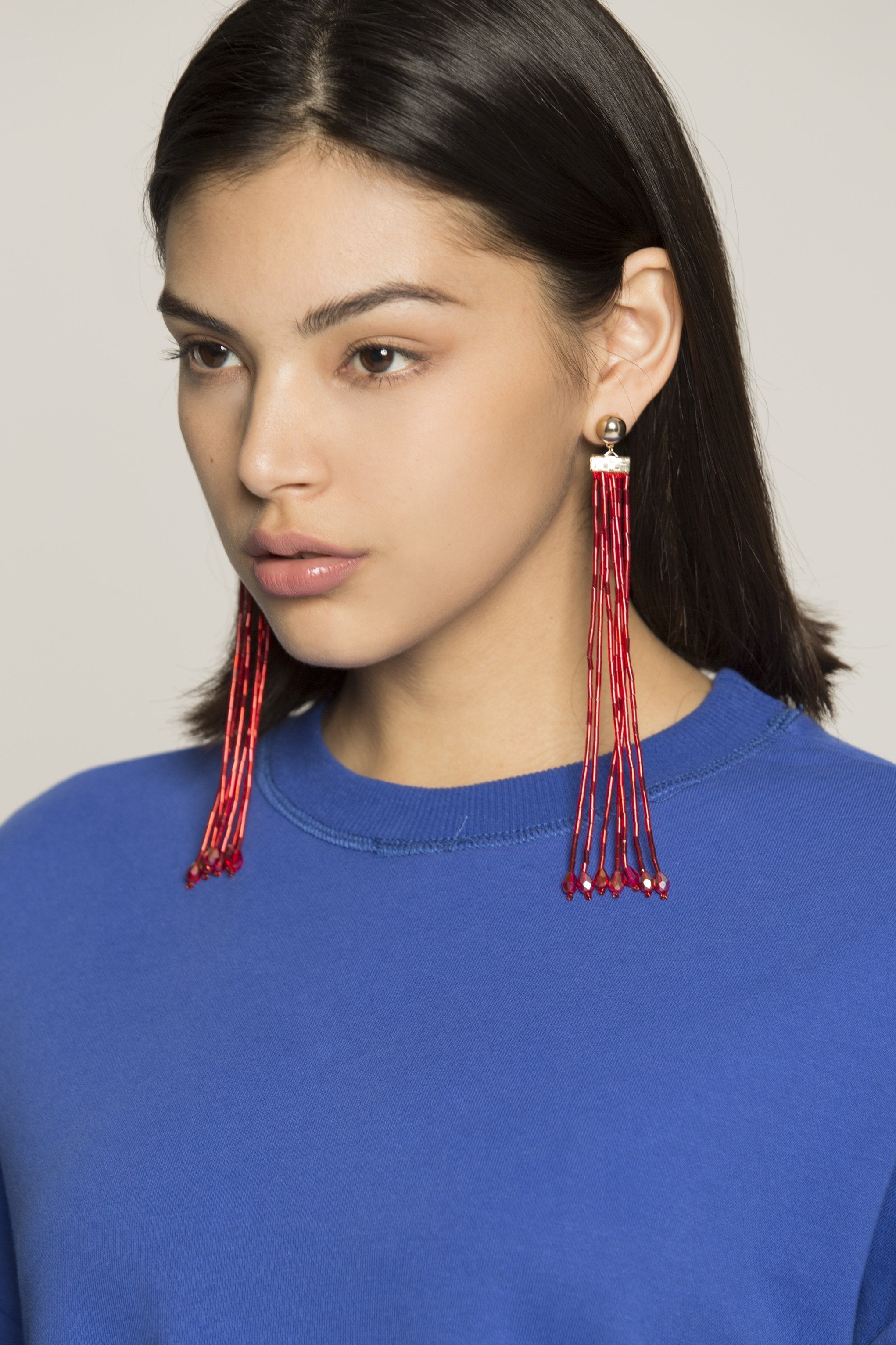 Ruby Red Tassel Earrings - ownthelooks-Development