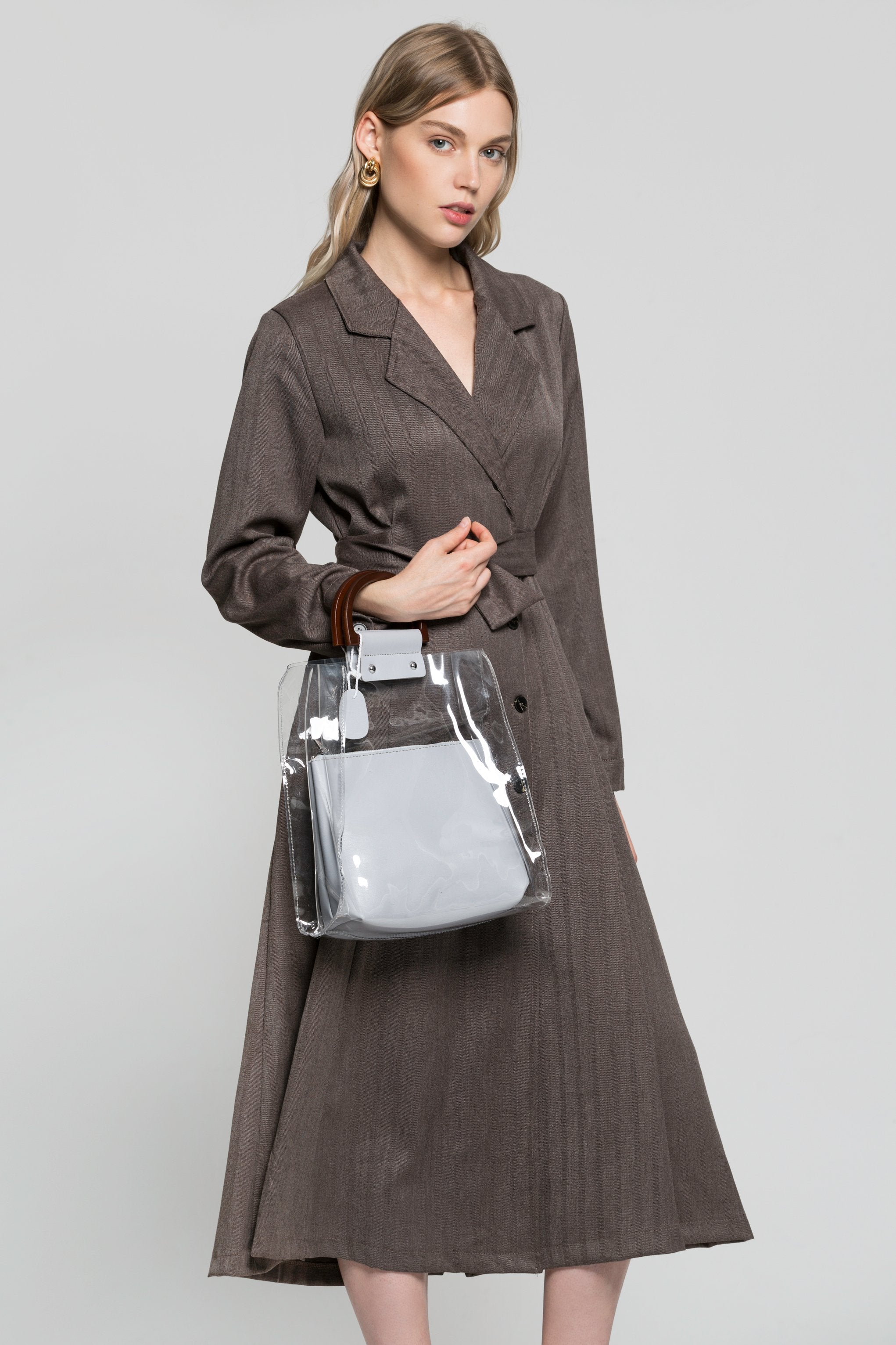 White Faux Leather Transparent Clear Shopper's Bag - ownthelooks-Development