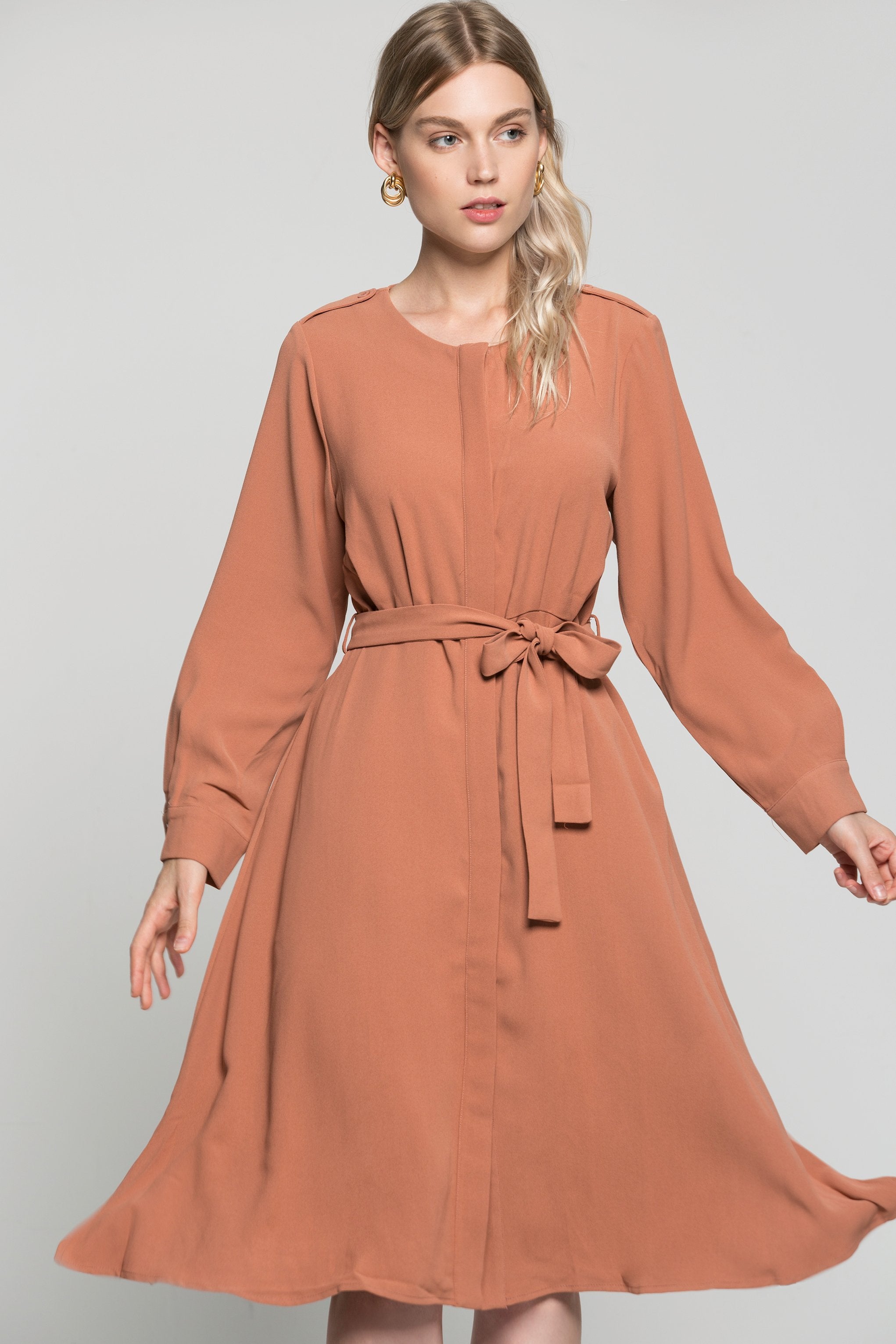 Almond Wrap Around Midi Dress - ownthelooks-Development